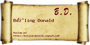 Báling Donald névjegykártya